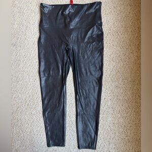 SPANX Black Faux Leather Leggings Plus Size 3X